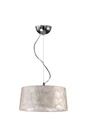 LAMPARA COLGANTE CON BASE COLOR CROMO  Y PANTALLA NACAR DE 1 LUZ BOMBILLA LED DE BASE E2, ALTURA MAX REGULABLE 120CM, DIAMETRO 35CM
