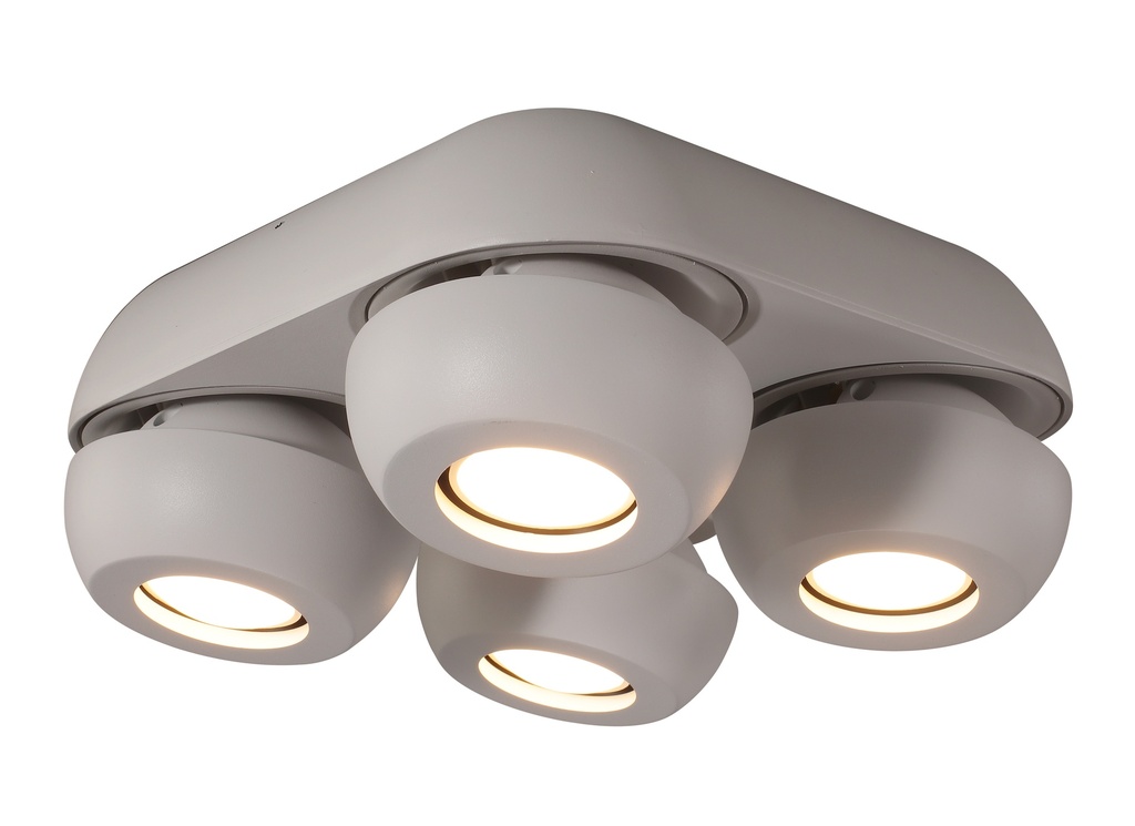 FOCO DECORATIVO COLOR BLANCO DE 4 LUCES ORIENTABLE COMPATIBLE CON CUALQUIER BOMBILLA LED GU10,