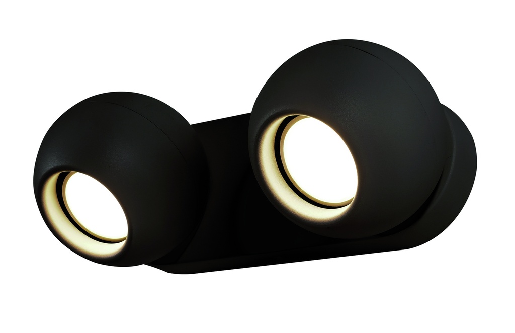 FOCO DECORATIVO COLOR NEGRO DE 2 LUZ ORIENTABLE COMPATIBLE CON CUALQUIER BOMBILLA LED GU10,