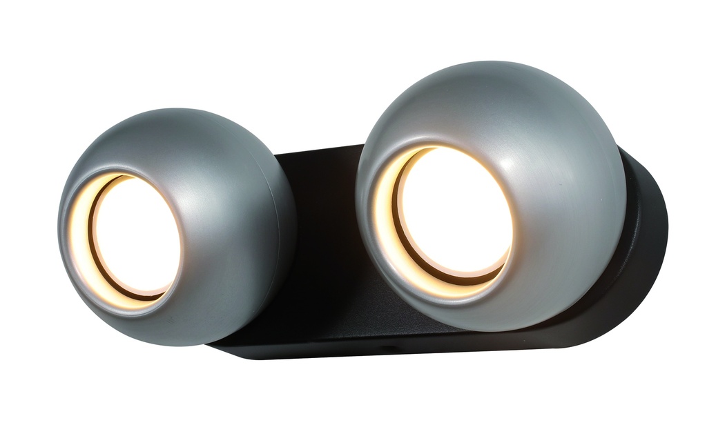 FOCO DECORATIVO COLOR GRIS Y NEGRO DE 2 LUZ ORIENTABLE COMPATIBLE CON CUALQUIER BOMBILLA LED GU10,