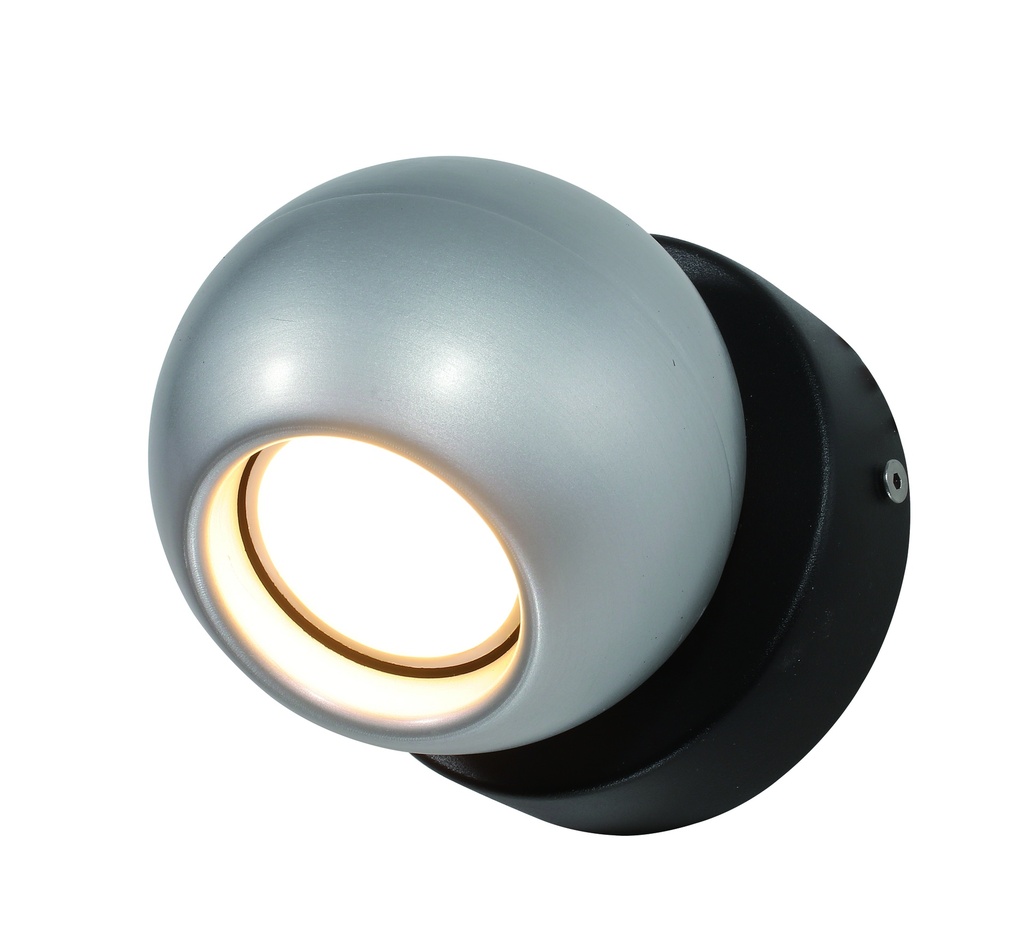 FOCO DECORATIVO COLOR NEGRO Y PLATA DE 1 LUZ ORIENTABLE COMPATIBLE CON CUALQUIER BOMBILLA LED GU10,