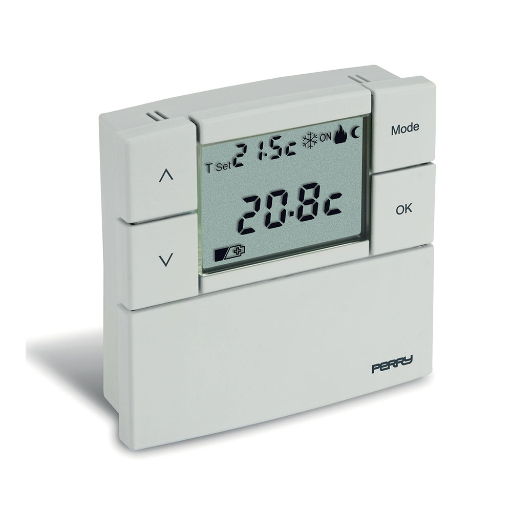 TERMOSTATO DIGITAL 3V SERIE "ZEFIRO" 84X84MM COLOR BLANCO PERRY