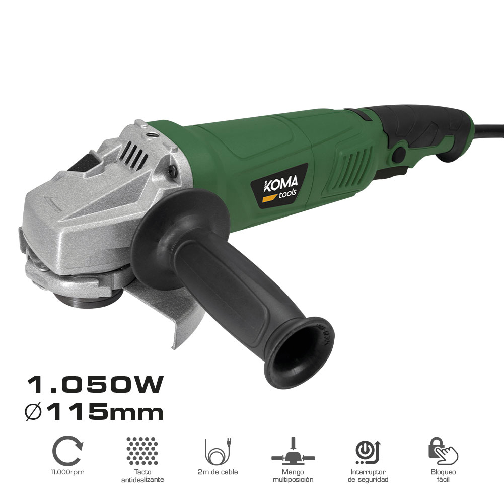 AMOLADORA ELECTRICA 1050W Ø115mm 22,8x35,5cm KOMA TOOLS