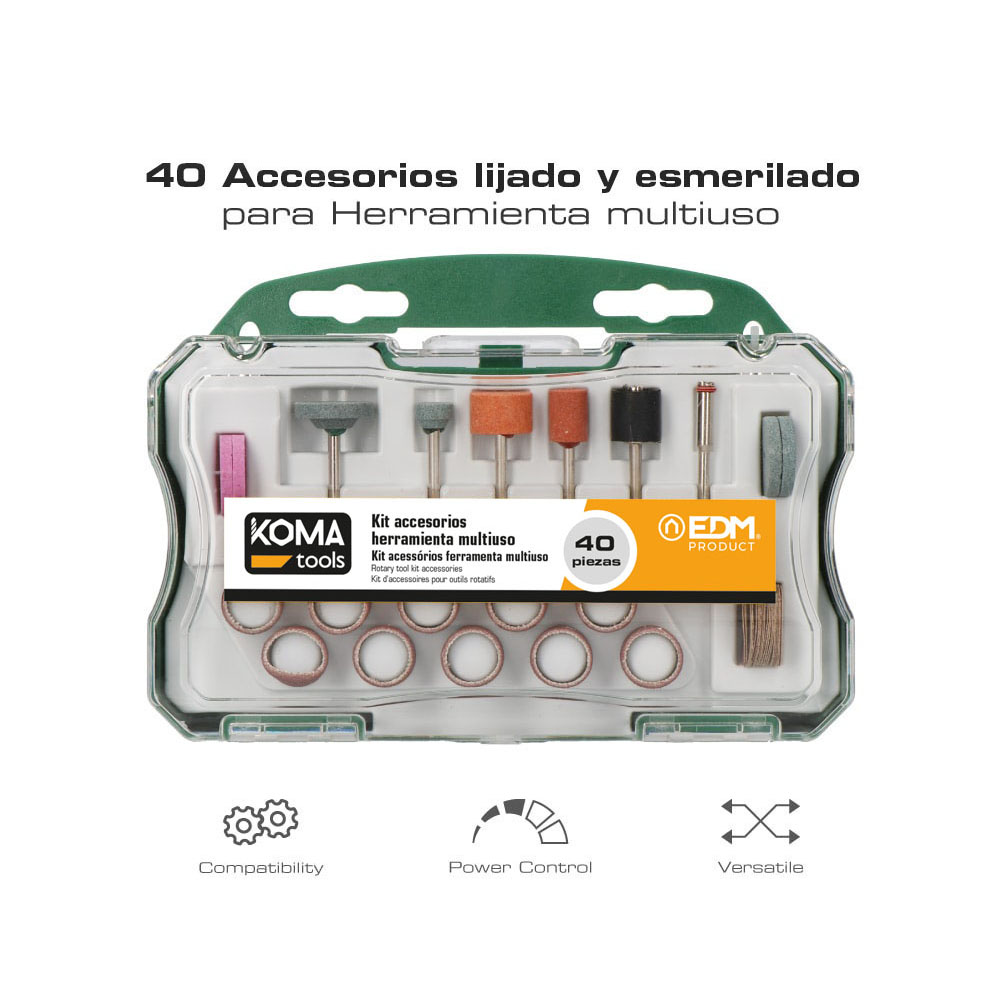 SET 40 ACCESORIOS PARA MINI HERRAMIENTA MULTIUSOS ROTATIVA REF: 08709 KOMA TOOLS
