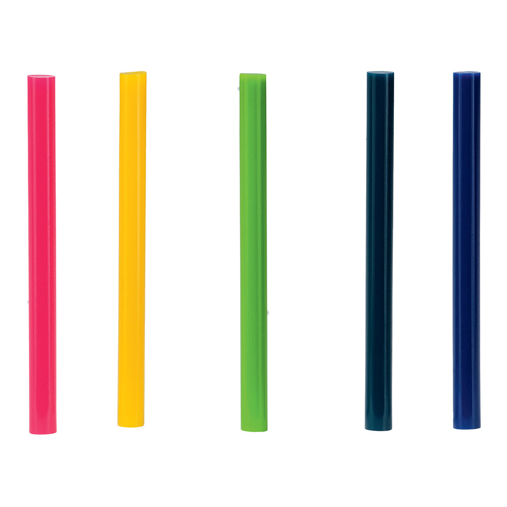 BLISTER 36 BARRAS COLA Ø7x90mm ROJO, VERDE, AMARILLO, AZUL Y NEGRO. 5001426 RAPID