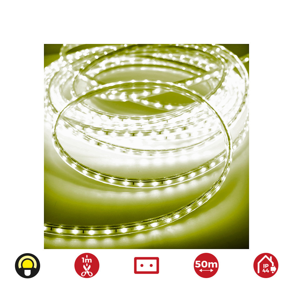 TIRA DE LED  60 LEDS/m 4,2W/m AMARILLO EDM IP44 220-240V   EURO/m  50m