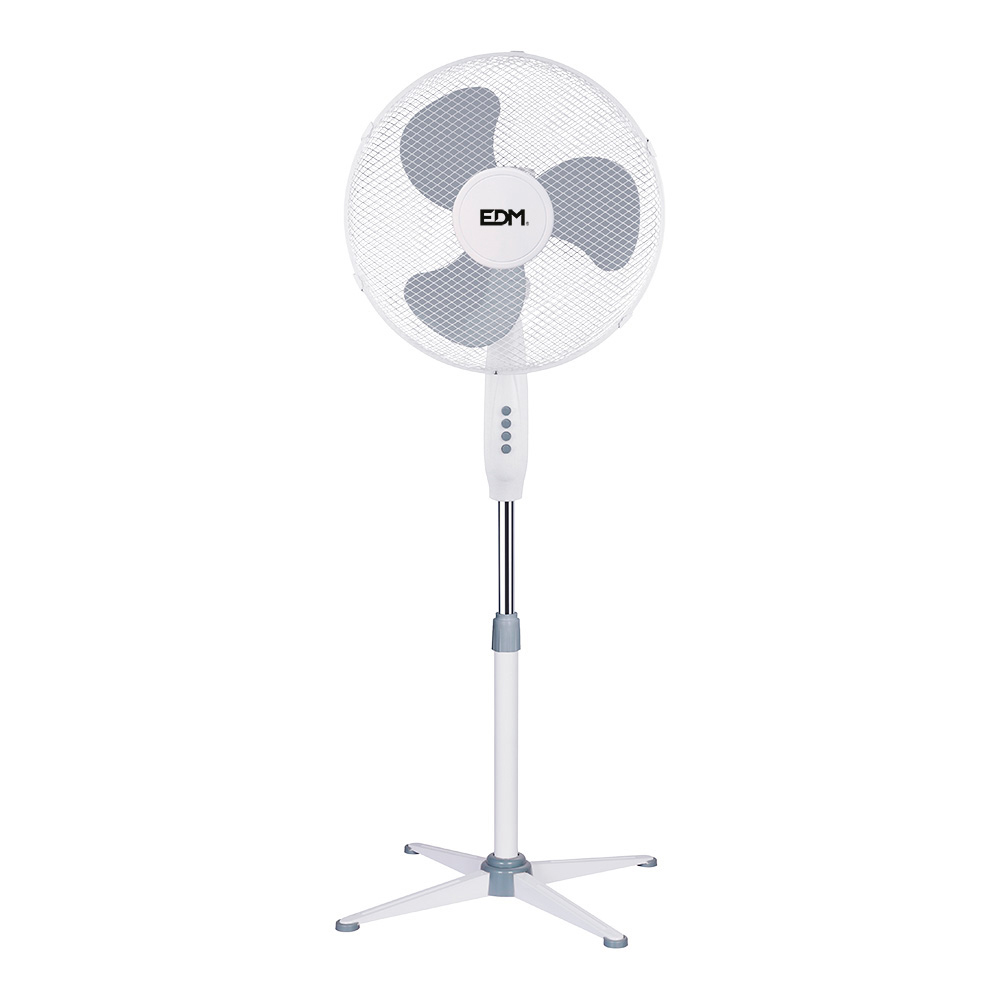 VENTILADOR DE PIE BLANCO POTENCIA: 45W ASPAS: Ø40cm ALTURA REGULABLE 105-125cm EDM