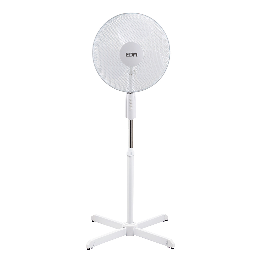 VENTILADOR DE PIE BLANCO POTENCIA: 50W ASPAS: Ø40cm ALTURA REGULABLE 110-130cm EDM