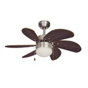 VENTILADOR DE TECHO MODELO ARAL WENGUE/NIQUEL SATINADO POTENCIA: 50W ASPAS: Ø76cm EDM