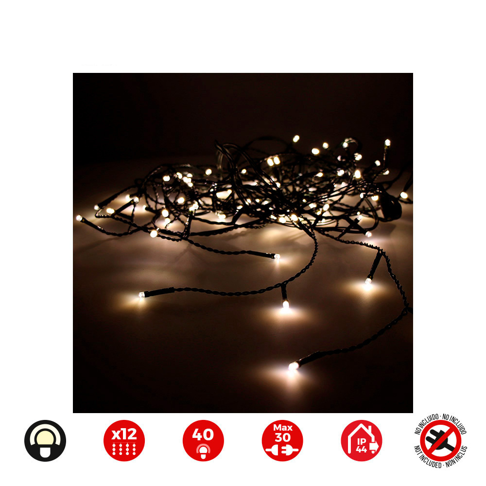 CORTINA ICICLE EASY-CONNECT 2x0,5m 12 TIRAS  BLANCO CALIDO 30V (INTERIOR-EXTERIOR) EDM TOTAL 0,72W