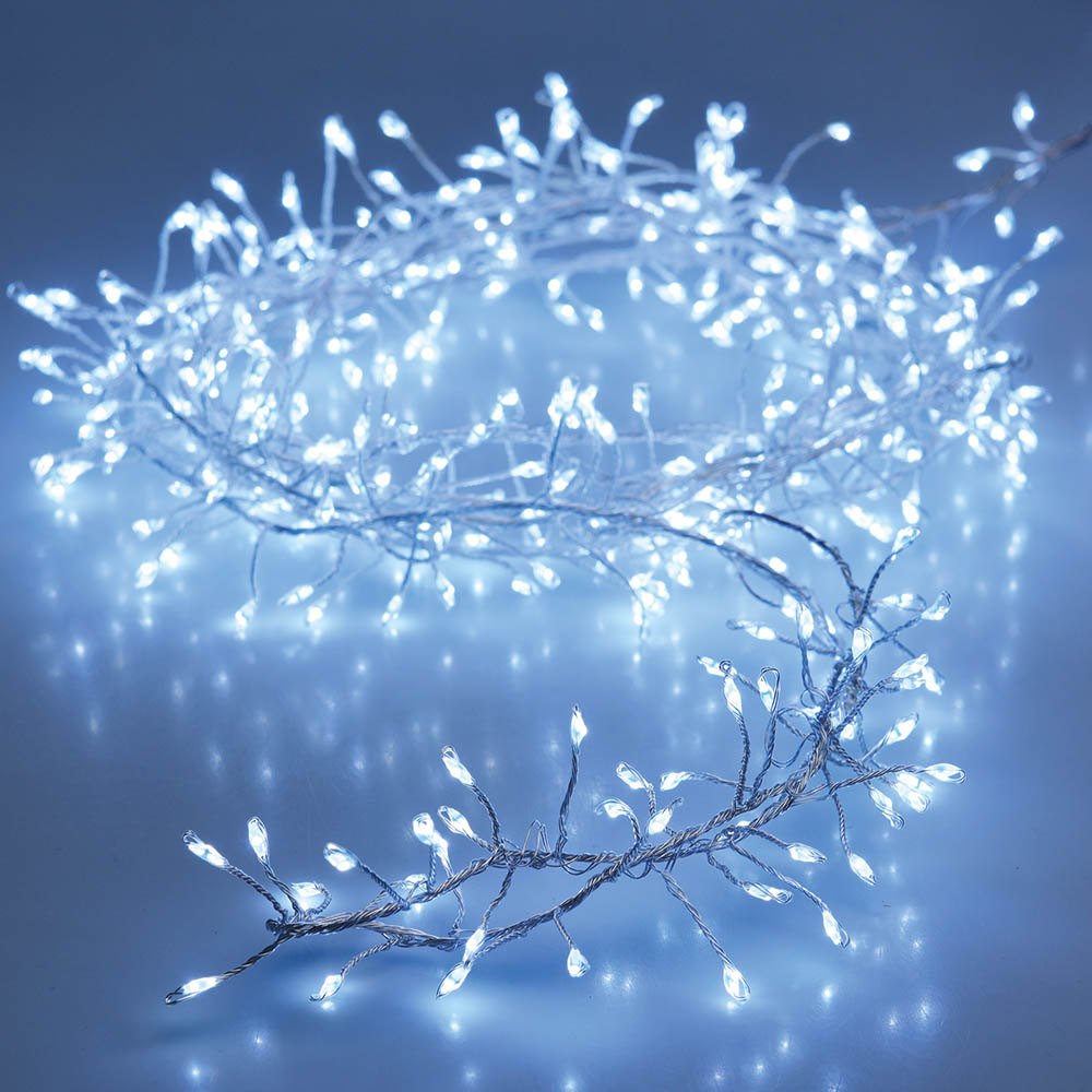 GUIRNALDA A PILAS TIPO ESPINO 100 LEDS BLANCO FRIO 1,5m