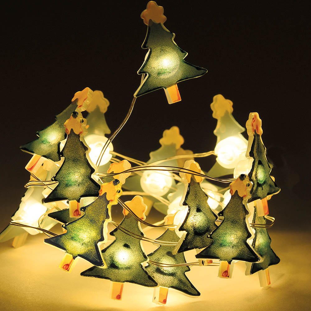 GUIRNALDA A PILAS FIJA 20 LEDS DECORATIVOS MOTIVOS NAVIDEÑOS 1,05m