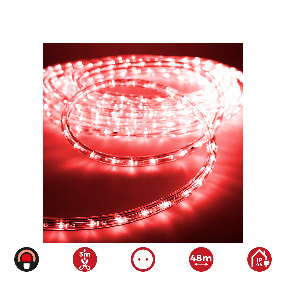 TUBO FLEXILED LED 2 VIAS MULTIFUNCION 36 LEDS/m ROJO  (IP44 INTERIOR-EXTERIOR) EDM 48m. EURO/MTS
