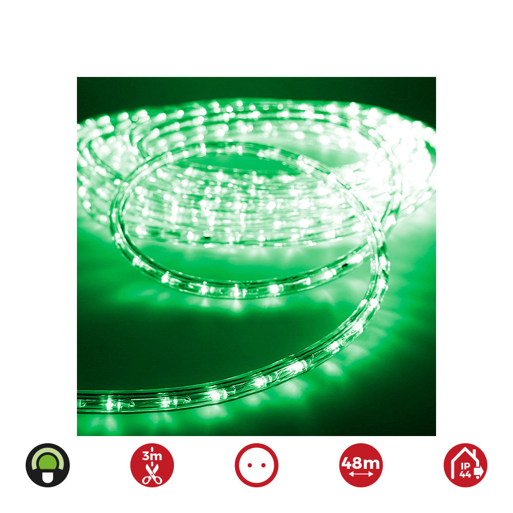 TUBO FLEXILED   LED 2 VIAS MULTIFUNCION 36 LEDS/m VERDE 48m  (IP44 INTERIOR-EXTERIOR) EDM.   EURO/MTS