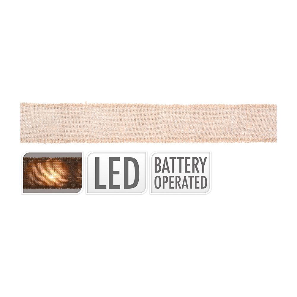 GUIRNALDA LAZO CON 20 LEDS CON PILAS 2m x 5cm  2xAA
