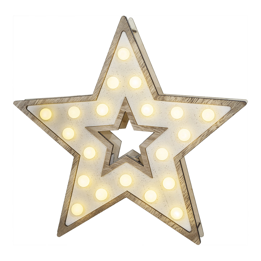 ESTRELLA MADERA 20 LEDS 25,5x27,2cm 3xAA