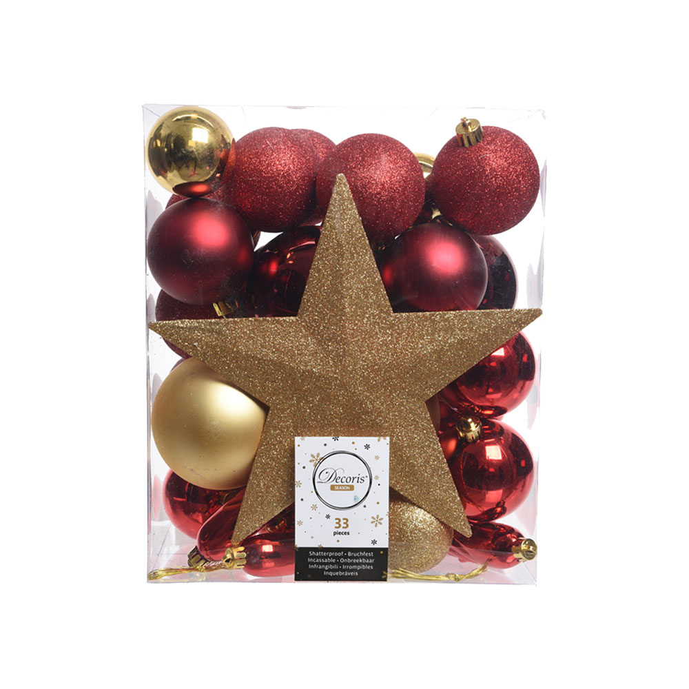 CAJA ACCESORIOS PARA ARBOL DE NAVIDAD 33 PIEZAS