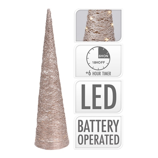 [000002659] ARBOL EN FORMA DE CONO CON 40 LEDS 80cm DORADO