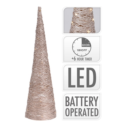 [000002660] ARBOL EN FORMA DE CONO CON 30 LEDS 60cm DORADO