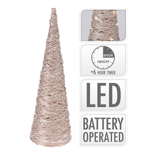 [000002661] ARBOL EN FORMA DE CONO CON 20 LEDS 40cm DORADO