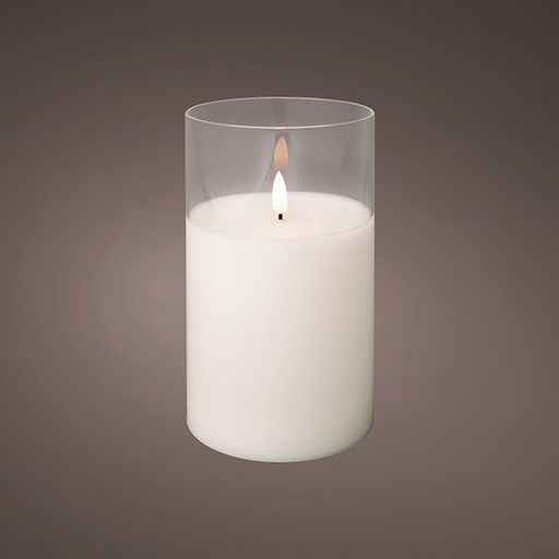 [000002684] ULT. UNIDADES VELA VASO CRISTAL Ø10x17,5cm 1 LED  COLOR BLANCO