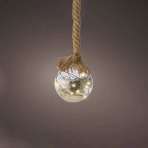[000002687] BOMBILLA CRISTAL 30 MICROLEDS CON CUERDA LUZ BLANCO CALIDO 30 lm Ø14x80cm