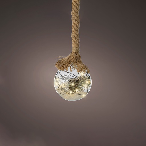 [000002688] BOMBILLA CRISTAL 40 MICROLEDS CON CUERDA LUZ BLANCO CALIDO 40 lm  Ø20x80cm