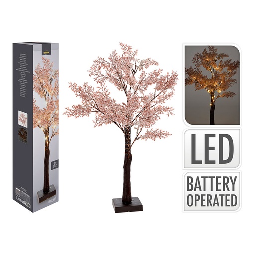 [000002815] ARBOL FLORES ROSAS CON 29 LED 60cm