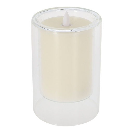 [000002823] ULT. UNIDADES VELA LED EN VASO CRISTAL EFECTO FUEGO REAL