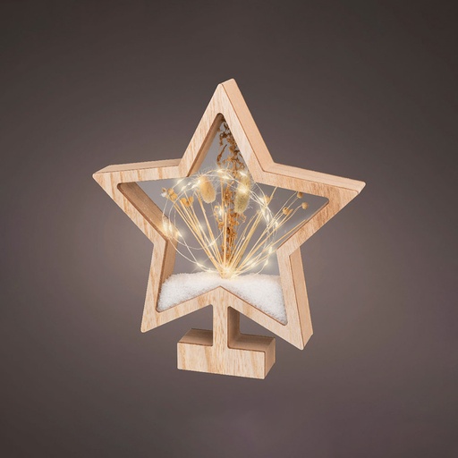 [000002867] ESTRELLA DE MADERA CON MICROLEDS 4X26X28CM 25 LEDS