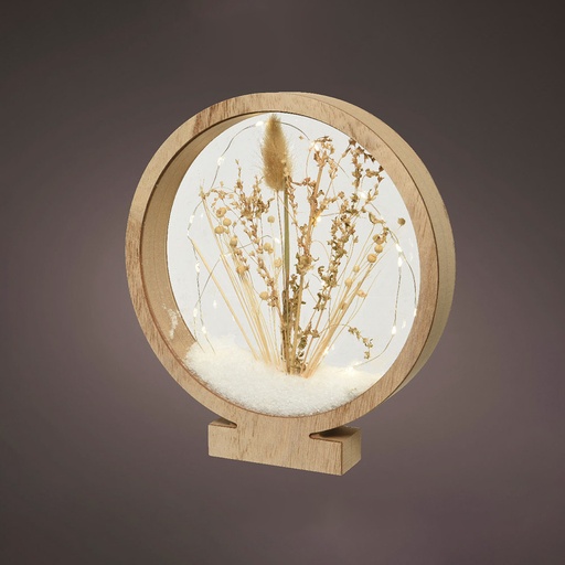 [000002868] CÍRCULO DE MADERA CON MICROLEDS 4,30X25X27,5CM 25 LEDS
