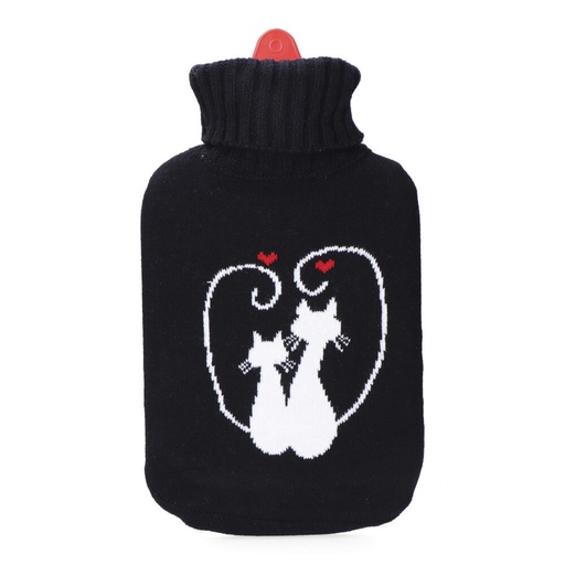 [000003123] BOLSA DE AGUA CALIENTE NEGRA MODELO GATOS ENAMORADOS 2 l