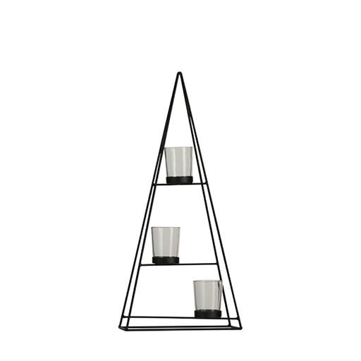 [000003204] PORTAVELAS NAVIDAD NEGRO 22x9x48cm