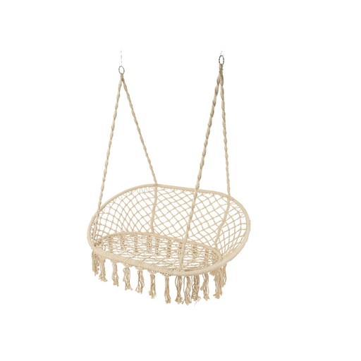 [000003211] COLUMPIO DE ALGODON DOBLE MODELO BALI CON FLECOS 153x83x130cm COLOR CREMA