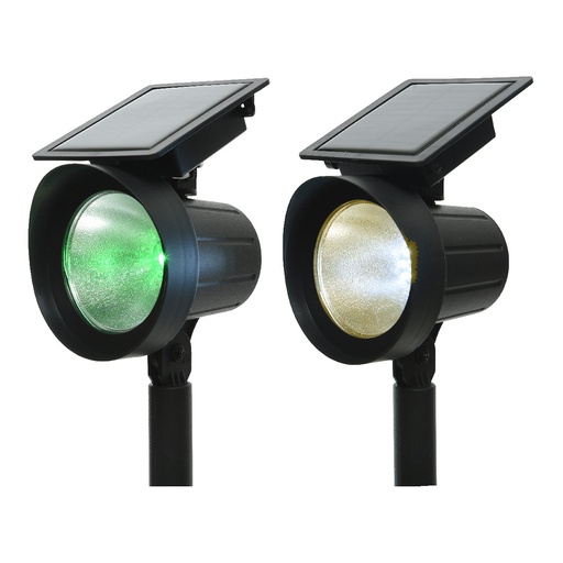 [000003217] CONJUNTO 2 ESTACAS PROYECTOR SOLAR LED 25lm LUZ MULTICOLOR (8 COLORES) 11x13x42,5cm