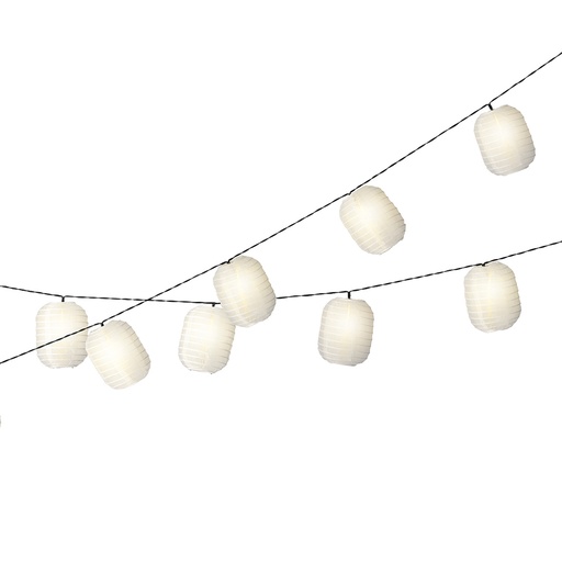 [000003253] ULT. UNIDADES GUIRNALDA SOLAR CILINDROS BLANCOS 10 LEDS 7,5m