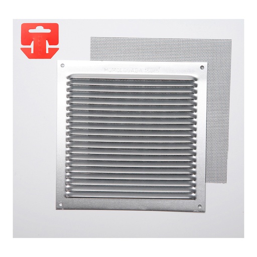 [000003372] REJILLA CON MOSQUITERA. ALUMINIO 0.6 NATURAL 170x170mm (G)