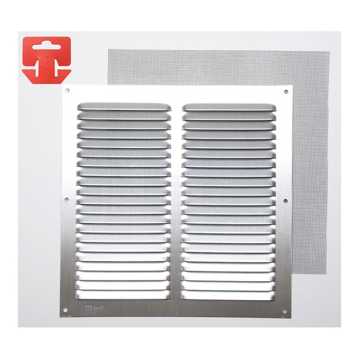 [000003374] REJILLA CON MOSQUITERA. ALUMINIO 0.6 NATURAL 250x250mm (G)