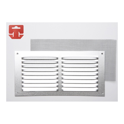 [000003376] REJILLA CON MOSQUITERA. ALUMINIO 0.6 NATURAL 200x100mm (G)
