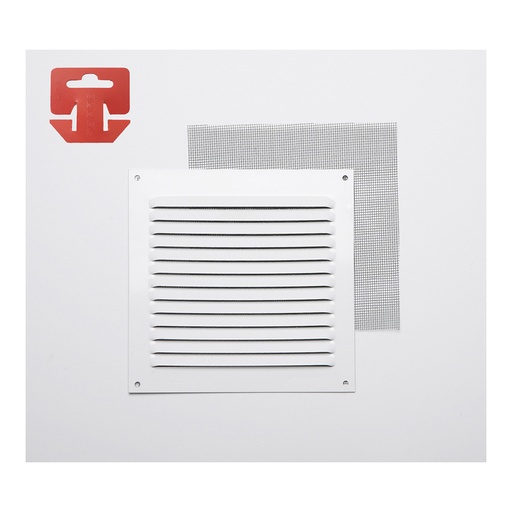 [000003379] REJILLA CON MOSQUITERA. ALUMINIO 0.6 BLANCO LACADO 150x150mm (G)