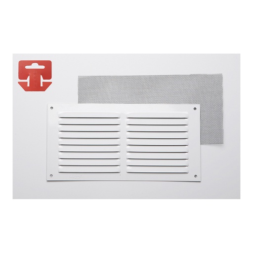 [000003384] REJILLA CON MOSQUITERA. ALUMINIO 0.6 BLANCO LACADO 200x100mm (G)
