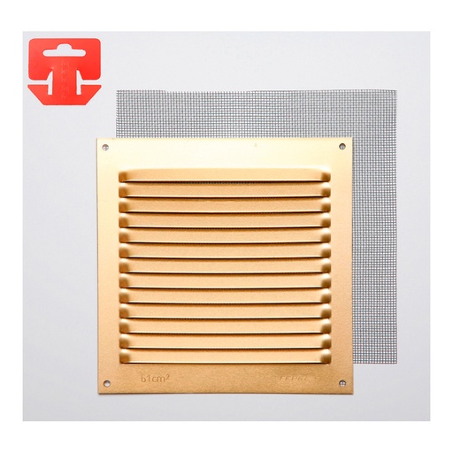 [000003386] REJILLA CON MOSQUITERA. ALUMINIO 0.8 ORO 150x150mm (G)