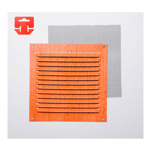 [000003387] REJILLA CON MOSQUITERA. ALUMINIO 0.6 IMITACION HAYA 150x150mm (G)