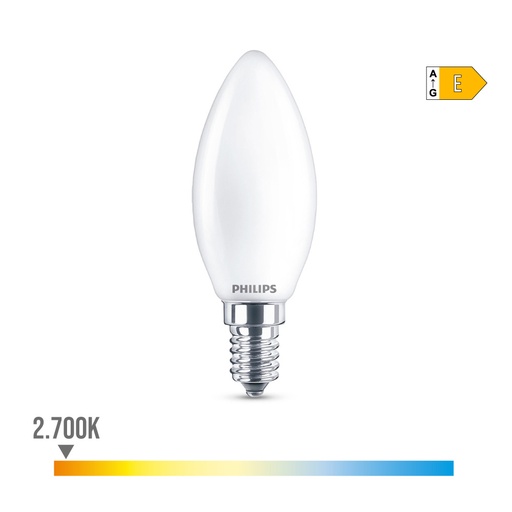 [000003449] BOMBILLA VELA LED E14 6,5W 806lm 2700K LUZ CALIDA Ø3,5x9,7cm. PHILIPS