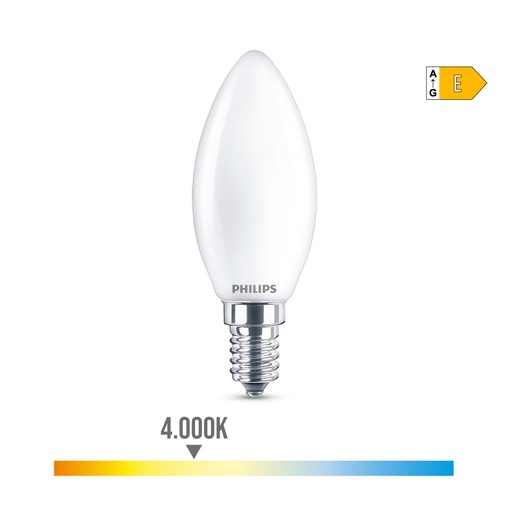 [000003450] BOMBILLA VELA LED E14 6,5W 806lm 4000K LUZ DIA Ø3,5x9,7cm. PHILIPS