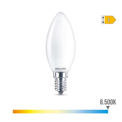 [000003451] BOMBILLA VELA LED E14 6,5W 806lm 6500K LUZ FRIA Ø3,5x9,7cm. PHILIPS