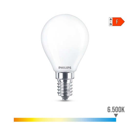[000003456] BOMBILLA ESFERICA LED E14 4,3W 470lm 6500K LUZ FRIA Ø4,5x8,2cm PHILIPS