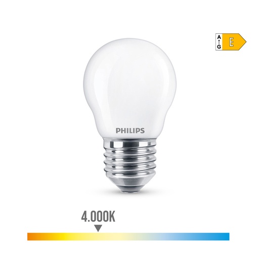 [000003460] BOMBILLA ESFERICA LED E27 6,5W 806lm 4000K LUZ DIA Ø4,5x7,8cm PHILIPS