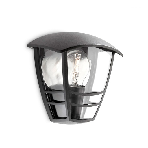 [000003503] APLIQUE EXTERIOR PARED PLANO 1X60W NEGRO MOD. CREEK PHILIPS