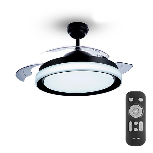 [000003537] VENTILADOR TECHO DE LED MODELO ATLAS NEGRO POTENCIA: 28+35W ASPAS: Ø106cm CON MANDO A DISTANCIA PHILIPS